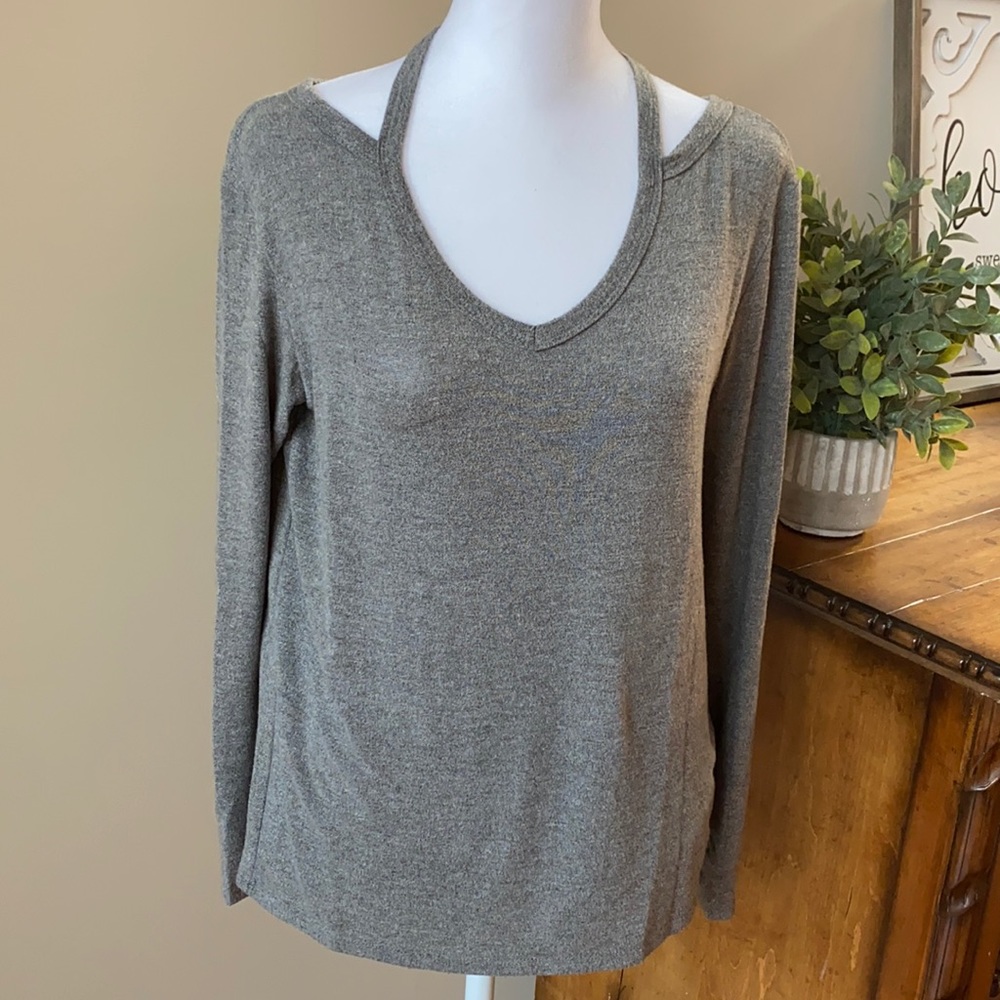 alya+gray long sleeve top+Sz XS